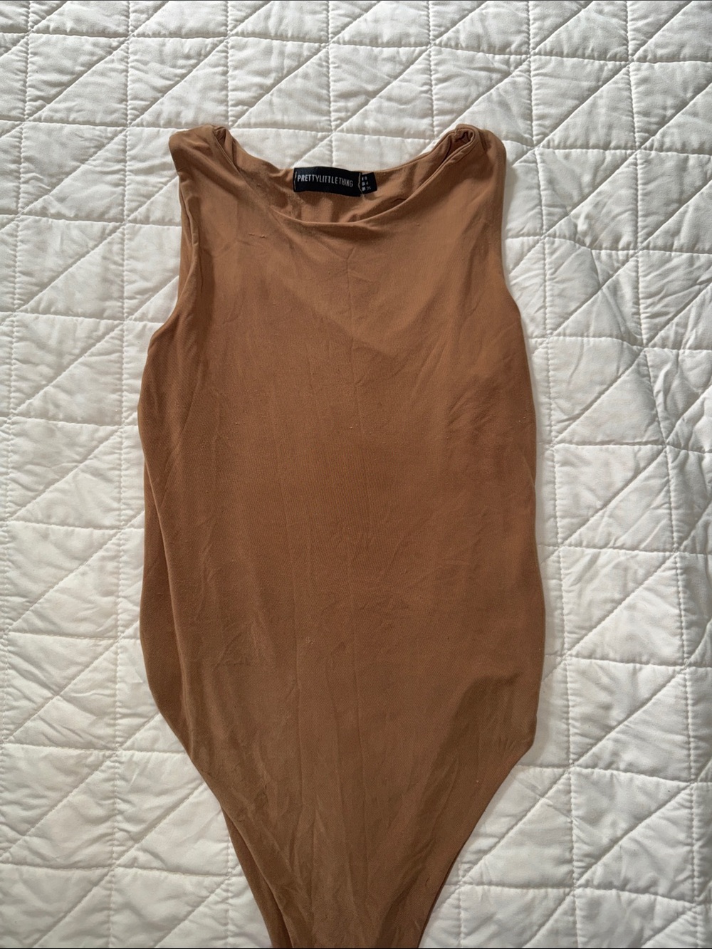 PrettyLittleThing Tan Sleeveless Bodysuit